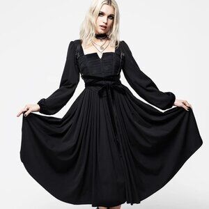 NWT Disturbia Women's Mina Corset Midi Dress Dress US 14 Black Gothic Vibe